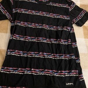 Hollister Black Tee with Pink and Blue Accents